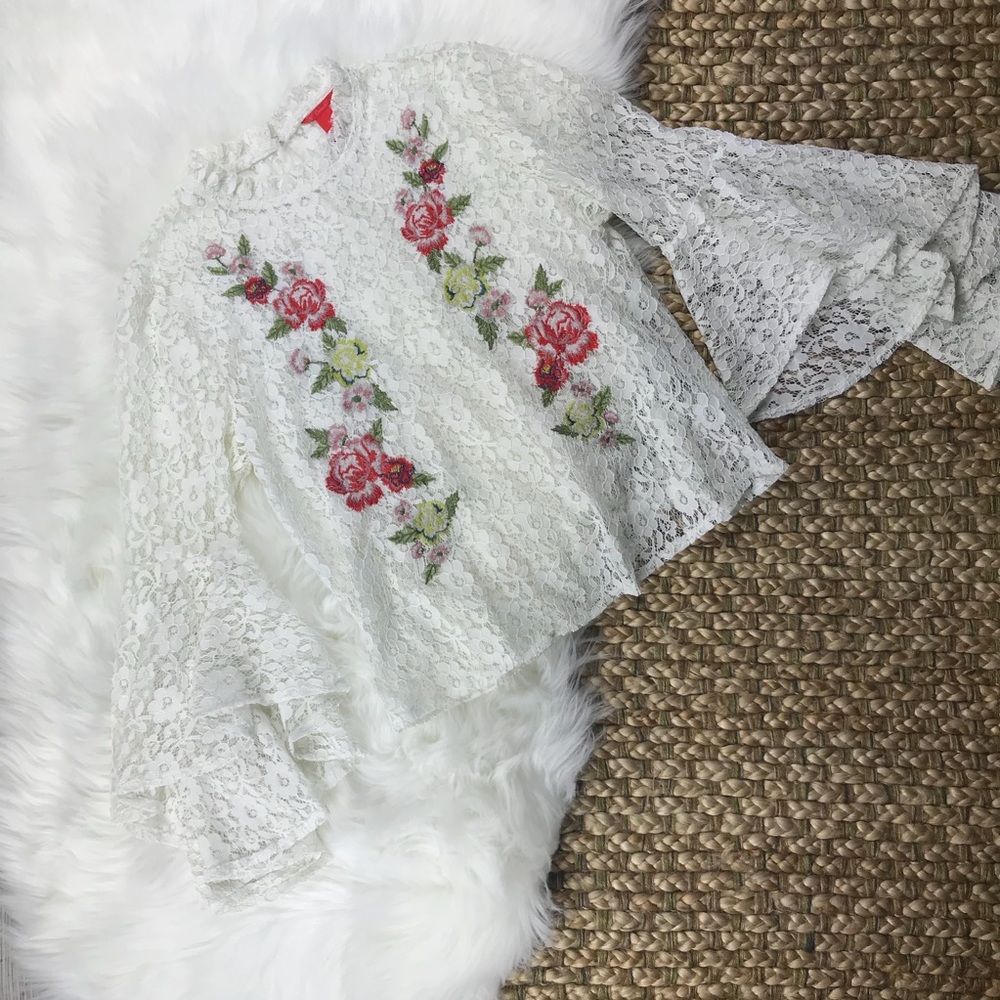 Chelsea & Violet Lace Bell Sleeve Top